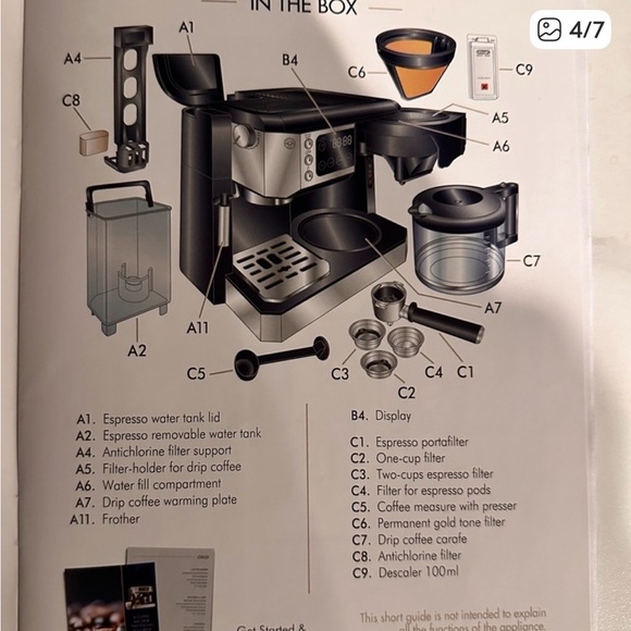 De’Longhi all in one Coffee & Espresso Machine with Silver and Black Finish - Picture 6 of 6